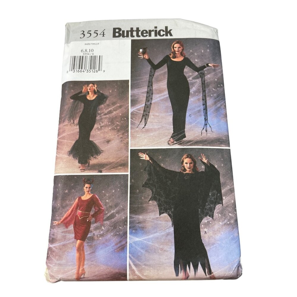 Butterick 3554 Sewing Pattern Costumes Sizes 6 8 10 Dresses Cape Belt Ruffle NEW